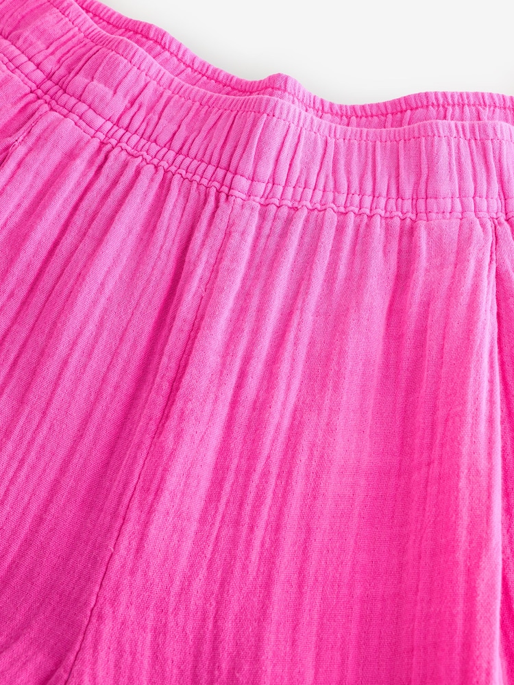 Roze - Gap 100% katoenen Kreukeltextuur gaas Easy Barrel Broeken - Image 7 of 8