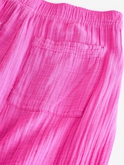 Gap Pink 100% Cotton Crinkle Gauze Easy Barrel Trousers - Image 8 of 8