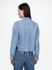 Gap Blue UltraSoft Relaxed Cropped Icon Denim Jacket - Image 2 of 4