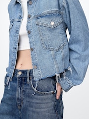 Gap Blue UltraSoft Relaxed Cropped Icon Denim Jacket - Image 4 of 4