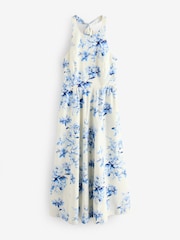 Gap White/Blue Floral Sleeveless Halter Neck Maxi Dress - Image 1 of 5