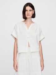 Gap White 100% Cotton Crinkle Gauze Dolman Short Sleeve Shirt - Image 1 of 5