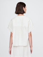 Gap White 100% Cotton Crinkle Gauze Dolman Short Sleeve Shirt - Image 2 of 5