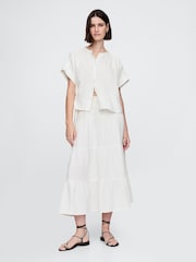 Gap White 100% Cotton Crinkle Gauze Dolman Short Sleeve Shirt - Image 3 of 5