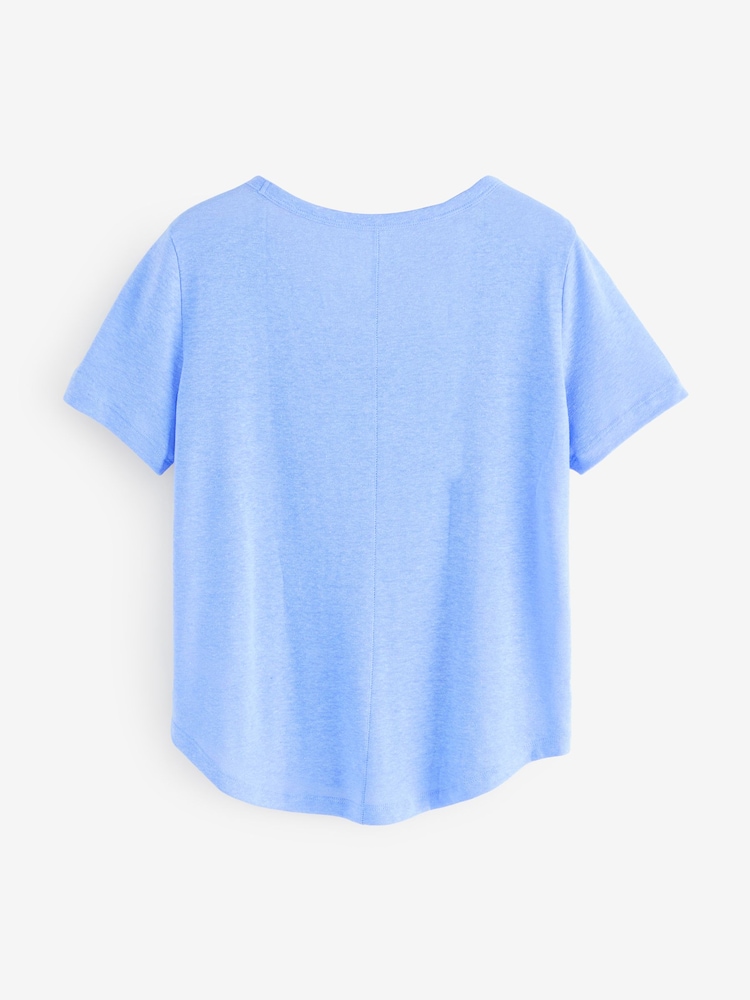 Azul - Camiseta de manga corta con cuello redondo de mezcla de lino de Gap - Imagen 2 de 4 Azul - Camiseta de manga corta con cuello redondo de mezcla de lino de Gap - Imagen 2 de 4