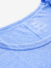 Gap Blue Linen Blend Short Sleeve Scoop Neck T-Shirt - Image 3 of 4