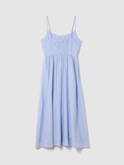 Gap Blue Pinstripe Linen-Blend Drop-Waist Maxi Summer Dress - Image 4 of 5