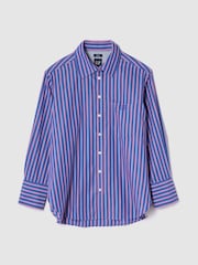 Gap Blue/Pink Cotton Poplin Striped Oversized Shirt - Image 1 of 5