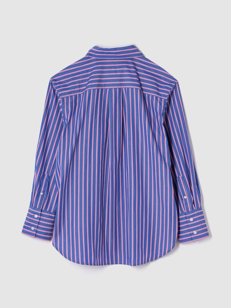 Gap Blue/Pink Cotton Poplin Striped Oversized Shirt - Image 2 of 5