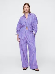 Gap Blue/Pink Cotton Poplin Striped Oversized Shirt - Image 3 of 5