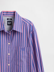 Gap Blue/Pink Cotton Poplin Striped Oversized Shirt - Image 4 of 5