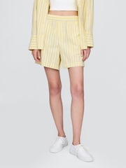 Gap Yellow Cotton Poplin Striped Shorts - Image 1 of 9