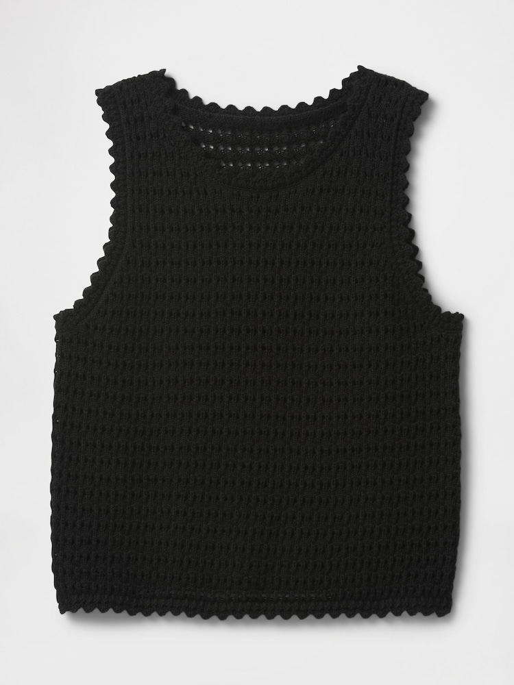 Zwart - Gap 100% Cotton Crochet Vest - Image 5 of 5