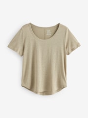 Gap Brown Linen Blend Short Sleeve Scoop Neck T-Shirt - Image 1 of 4