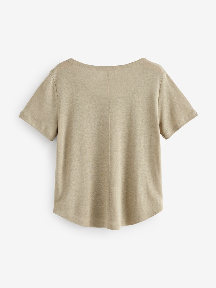 Gap Brown Linen Blend Short Sleeve Scoop Neck T-Shirt - Image 2 of 4