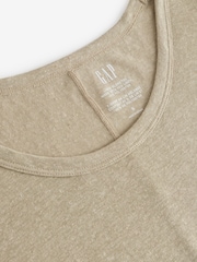 Gap Brown Linen Blend Short Sleeve Scoop Neck T-Shirt - Image 3 of 4