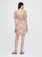 Gap Black Multi Floral Puff-Sleeve Mini Dress - Image 2 of 5