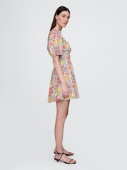 Gap Black Multi Floral Puff-Sleeve Mini Dress - Image 3 of 5