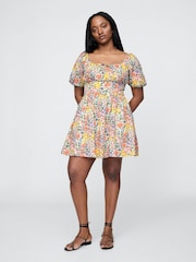 Gap Black Multi Floral Puff-Sleeve Mini Dress - Image 4 of 5