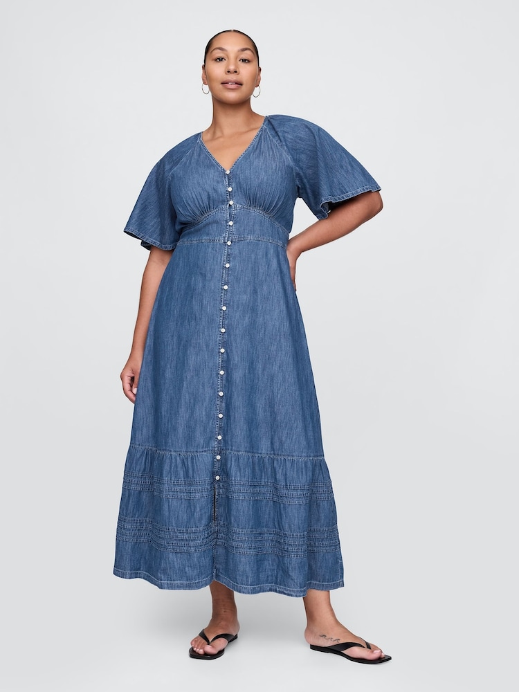 Gap - Maxi-jurk met stroken en fladdermouwen - Image 4 of 5
