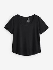 Gap Black Linen Blend Short Sleeve Scoop Neck T-Shirt - Image 1 of 4