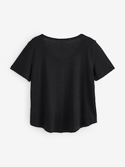 Gap Black Linen Blend Short Sleeve Scoop Neck T-Shirt - Image 2 of 4