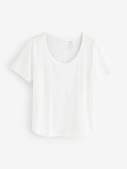 Gap White Linen Blend Short Sleeve Scoop Neck T-Shirt - Image 1 of 4