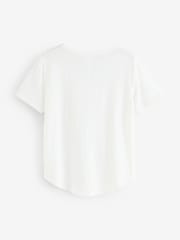 Gap White Linen Blend Short Sleeve Scoop Neck T-Shirt - Image 2 of 4