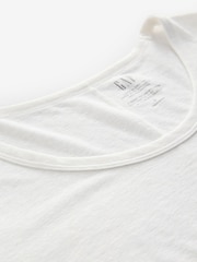 Gap White Linen Blend Short Sleeve Scoop Neck T-Shirt - Image 3 of 4