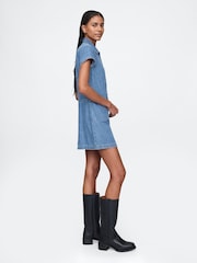 Gap Blue UltraSoft Denim Mini Shift Dress - Image 4 of 5