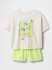 Crème en gele vlinder - Gap pointelle pyjama met korte broek (6-13jaar) - Image 1 of 3