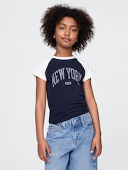 Gap Navy Blue New York Logo Raglan T-Shirt (4-13yrs) - Image 1 of 4