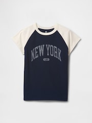 Gap Navy Blue New York Logo Raglan T-Shirt (4-13yrs) - Image 2 of 4