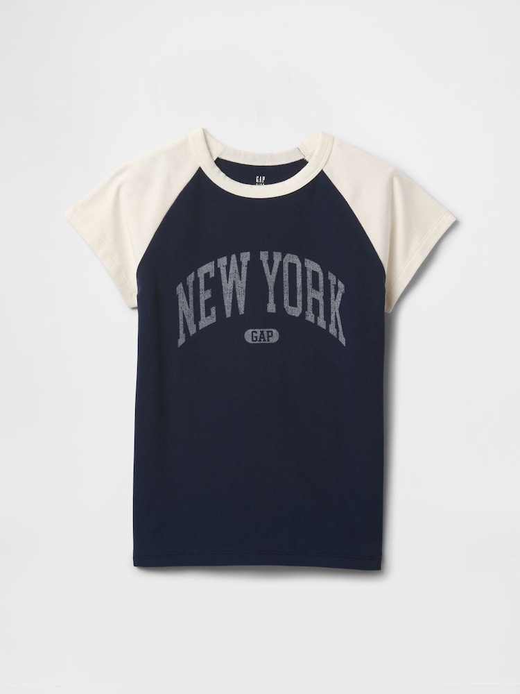 Gap Navy Blue New York Logo Raglan T-Shirt (4-13yrs) - Image 2 of 4