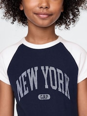 Gap Navy Blue New York Logo Raglan T-Shirt (4-13yrs) - Image 4 of 4