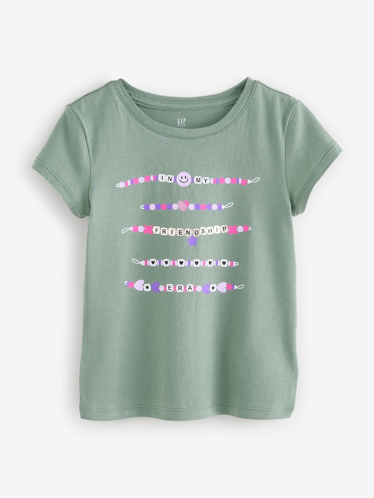 Gap Green Friendship Bracelet Short Sleeve Crew Neck Graphic T-Shirt (4-13yrs) - Image 1 of 4