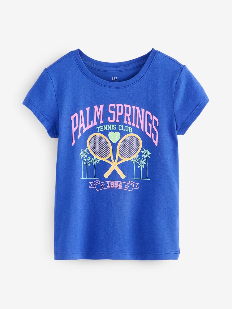 Gap Blue Tennis Club Logo Short Sleeve Crew Neck T-Shirt - Image 1 of 4 Gap Blue Tennis Club Logo Short Sleeve Crew Neck T-Shirt - Image 1 of 4