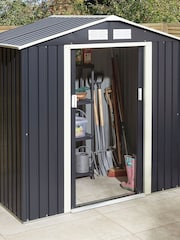 Rowlinson Dark Grey Trentvale 6 x 4ft Metal Garden Apex Shed with Assembly - Image 1 of 6