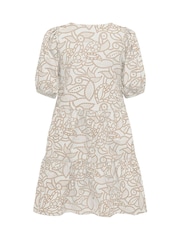 JDY White Short Embroidered 100% Cotton Dress - Image 2 of 2