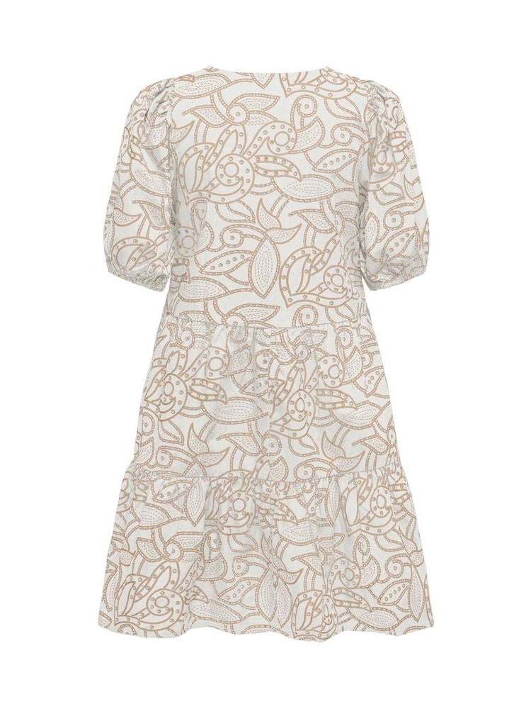 JDY White Short Embroidered 100% Cotton Dress - Image 2 of 2