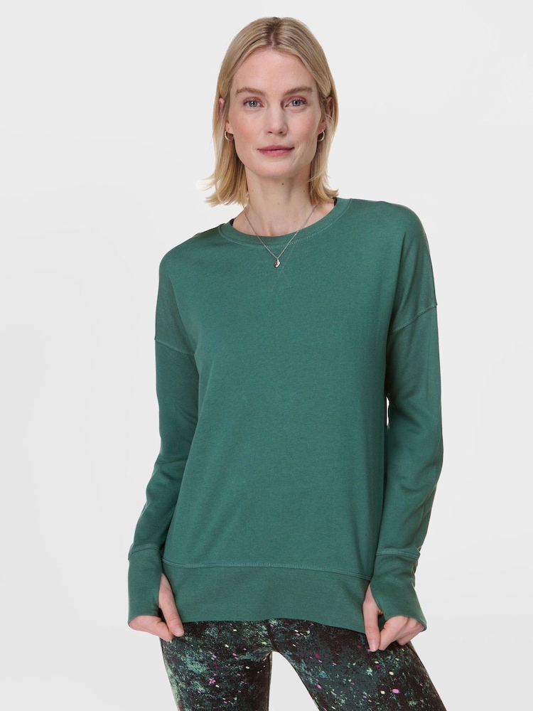 Sweaty Betty Green After Class Longline Sweatshirt - Image 1 of 8