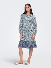 JDY White Floral Border Print Smock Dress - Image 3 of 6