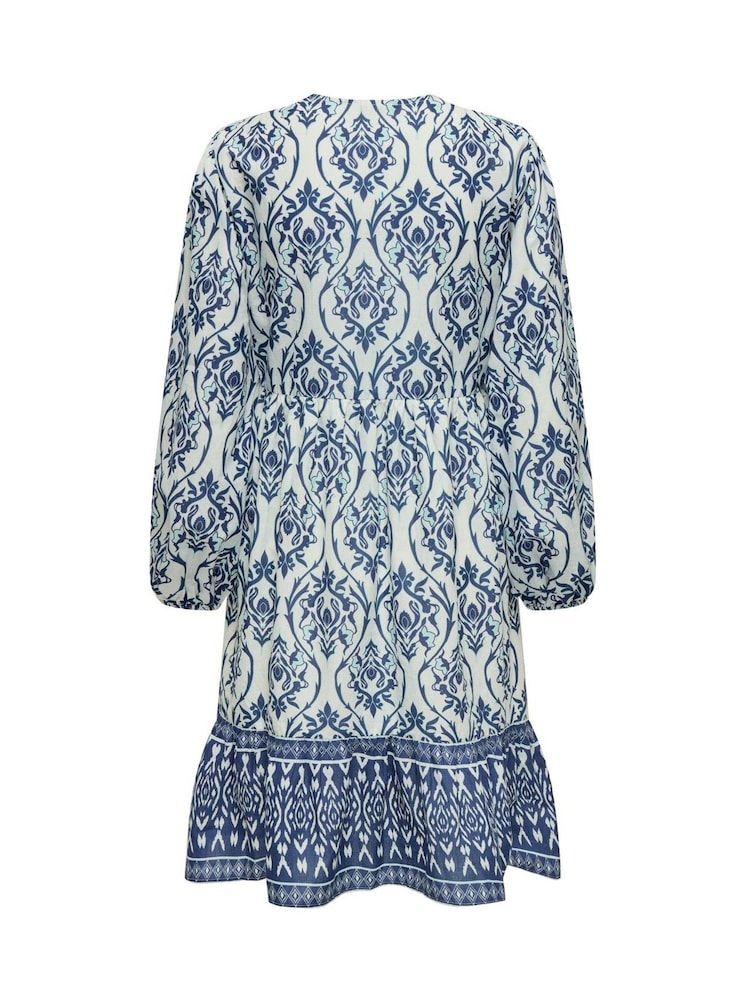 JDY White Floral Border Print Smock Dress - Image 6 of 6 JDY White Floral Border Print Smock Dress - Image 6 of 6