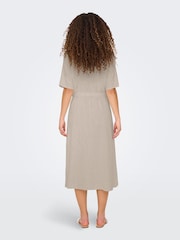 JDY Grey Linen Blend Midi Shirt Dress - Image 6 of 8