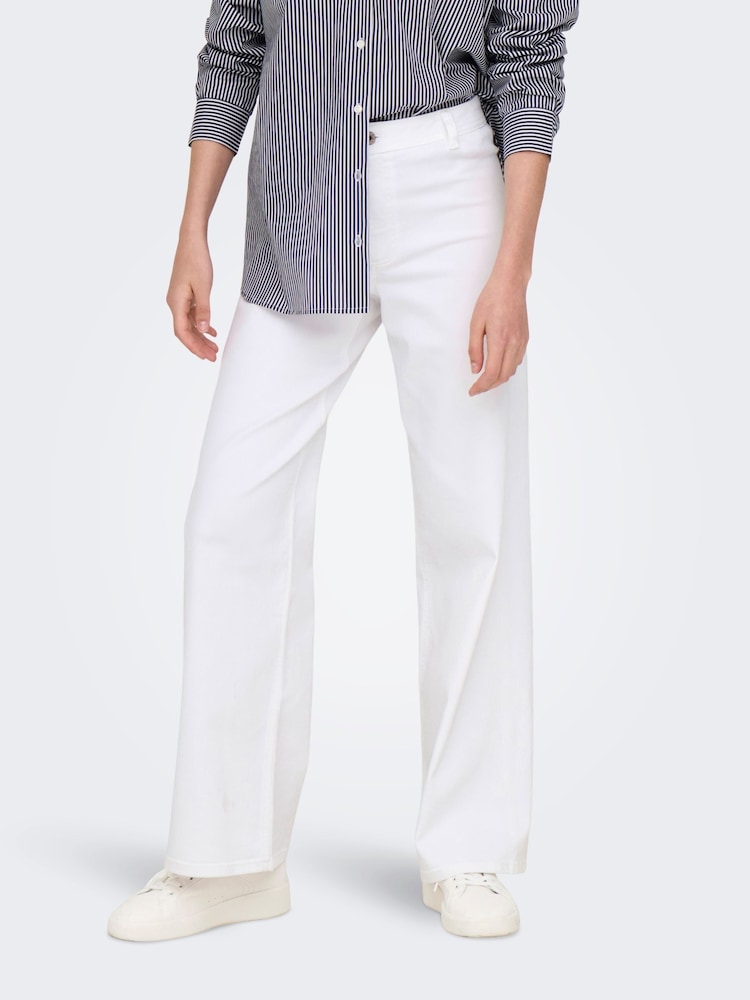 JDY White High Waist Wide Leg Super Soft Jeans - Image 1 of 6 JDY White High Waist Wide Leg Super Soft Jeans - Image 1 of 6