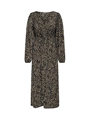 JDY Brown Leopard Print Knit Midi Dress - Image 4 of 5