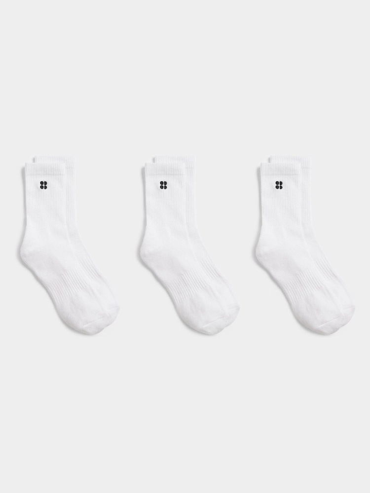 Blanco - Sweaty Betty Essentials Crew Socks 3 Pack - Imagen 1 de 1