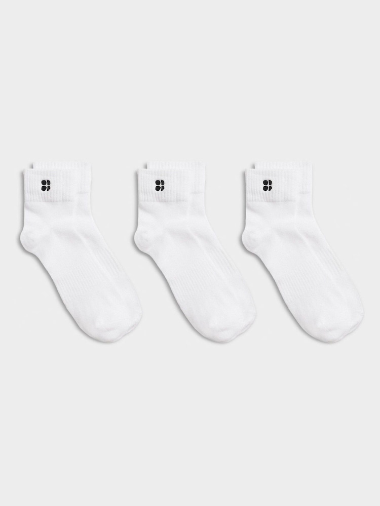 Sweaty Betty White Essentials Mini Crew Socks 3 Pack - Image 1 of 1 Sweaty Betty White Essentials Mini Crew Socks 3 Pack - Image 1 of 1