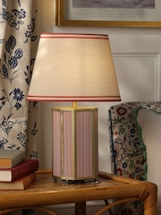 Joules Red Helmingham Antique Brass Claw Foot Table Lamp - Image 1 of 9