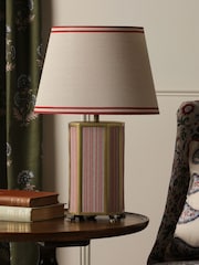 Joules Red Helmingham Antique Brass Claw Foot Table Lamp - Image 4 of 9